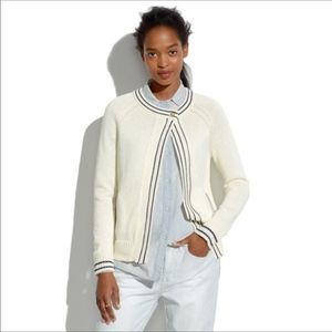 Madewell Cream Zip up Maritime Cardigan w/Stripe